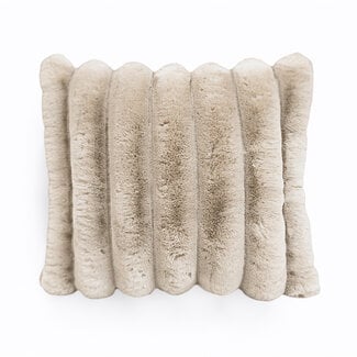 Primaviera Deluxe Rib konijnenbont sierkussen zand 50 x 50 cm