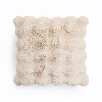 Primaviera Deluxe Pom Rabbit Fur Zierkissen - Sand - 50 × 50 cm
