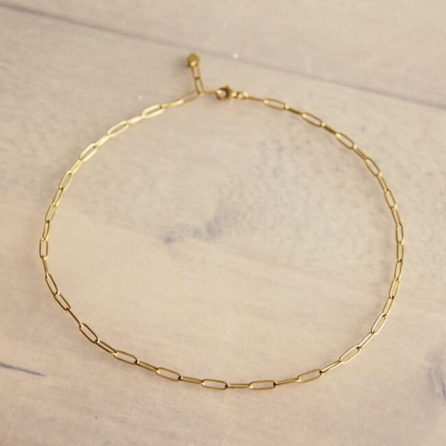 Stainless steel d-chain necklace - gold