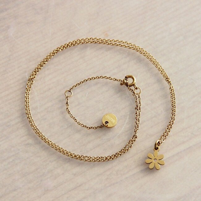 SS211 feine Edelstahl-Halskette mit Mini-Blume - Gold