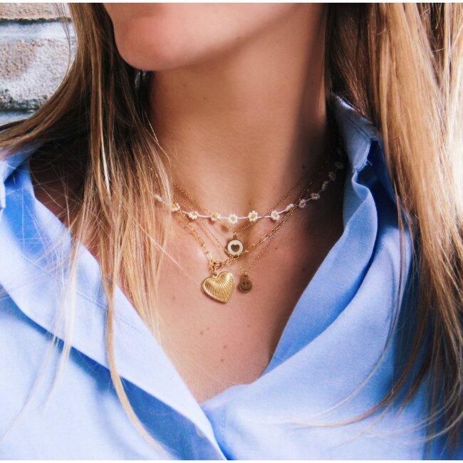 Feine Edelstahlkette mit Smiley - Gold
