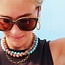 Natural stone bead necklace xl - brown