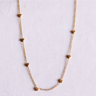 Koning Bamboe Delicate necklace with hearts - gold