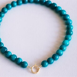 Koning Bamboe Natural stone bead necklace XL - emerald