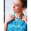 Koning Bamboe Natural stone bead necklace XL - emerald