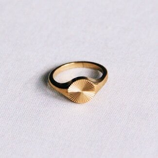 Koning Bamboe Roestvrijstalen ring met gedecoreerde print - goud
