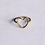 Stalen ring met open hart - goud