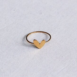Koning Bamboe Minimalistischer Edelstahlring mit Herz - Gold