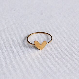 Koning Bamboe Stainless steel minimalist ring with heart - gold