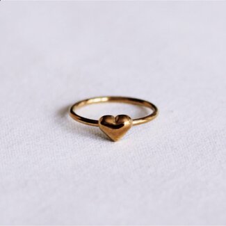 Koning Bamboe Minimalist Domed Heart Ring - Gold