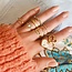 Koning Bamboe Edelstahlring im Vintage-Stil mit Perlensteinen - Goldfarben