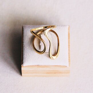 Koning Bamboe Retro-Statement-Ring - Gold