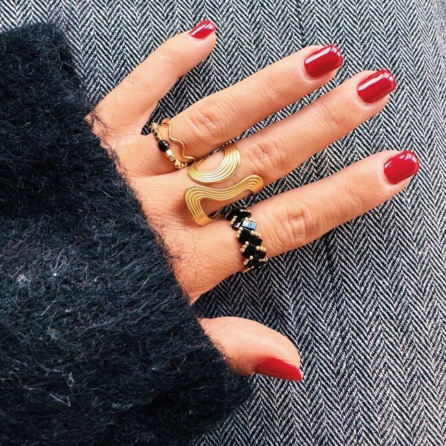 Koning Bamboe Statement Retro Ring - Gold