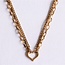 Koning Bamboe Double chain necklace with open heart - gold