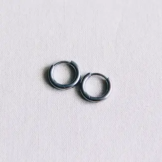 Koning Bamboe EA501 Stainless Steel Basic Hoop Earrings - 10 mm - Silver