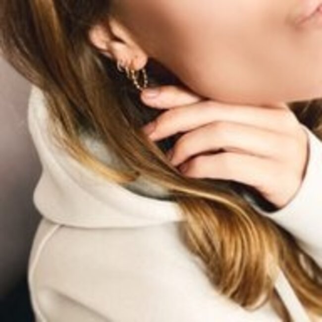 Koning Bamboe EA504 Edelstahl-Kreolen mit Kugeldesign - 14 mm - Gold