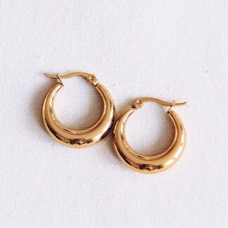 Koning Bamboe Stainless steel hoop earrings 19 mm "wide" - gold