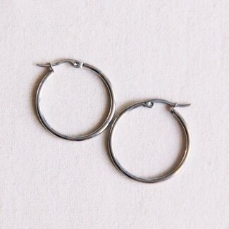 Koning Bamboe Basic-Edelstahl-Kreolen - 30 mm - Silber