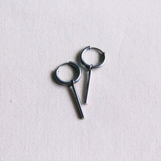 Koning Bamboe SS357 Edelstahl-Creolen mit Stab - Silber
