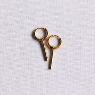 Koning Bamboe SS356 Edelstahl-Creolen mit Stab - Goldfarben