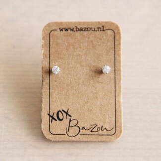 Koning Bamboe OS405 Mini-Edelstahl-Ohrstecker mit Strass - Silber