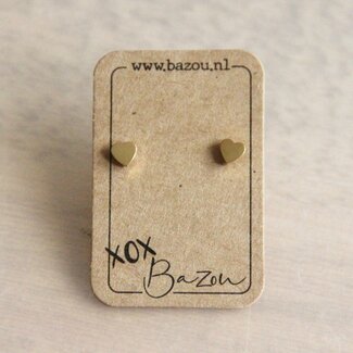 Koning Bamboe OS430 Edelstahl-Ohrstecker mit Herz - Goldfarben