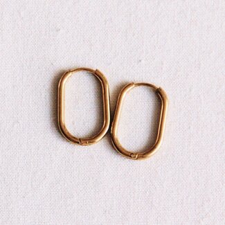 Koning Bamboe EA562 ovale Basic-Edelstahl-Kreolen - 21 mm - Gold