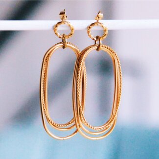 Koning Bamboe Statement earrings oval and twisted rings
