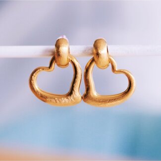 Koning Bamboe Statement earrings solid heart 'matte'