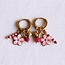 Koning Bamboe Stainless steel hoop earrings with pink flower, mini heart and stones