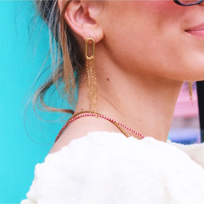 Koning Bamboe Oval earrings with chain