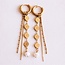 Koning Bamboe Stainless Steel Hoop Earrings with Coins, Pearl and Cords