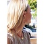 Koning Bamboe Stainless Steel Hoop Earrings with Coins, Pearl and Cords