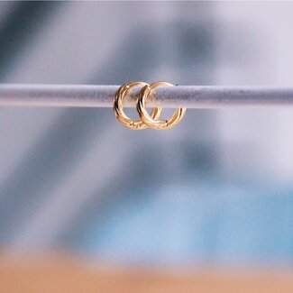 Koning Bamboe TURNED Edelstahl-Creolen - 10 mm - Gold