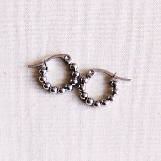 Koning Bamboe RVS creool 14mm "bolletjes" - zilver - EA505