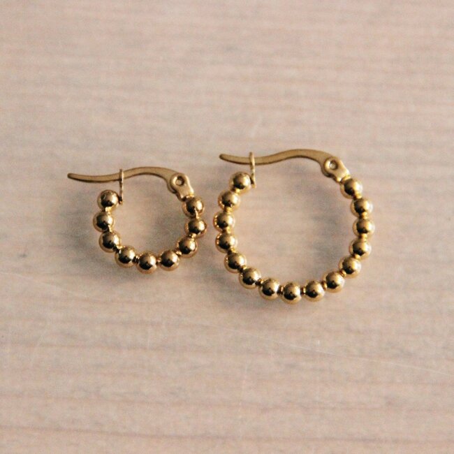 RVS creool 14mm "bolletjes" - zilver - EA505