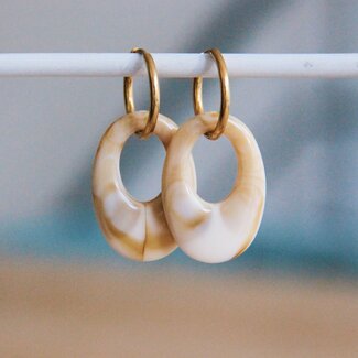 Koning Bamboe Stainless steel earrings with resin drop - mixed/gold