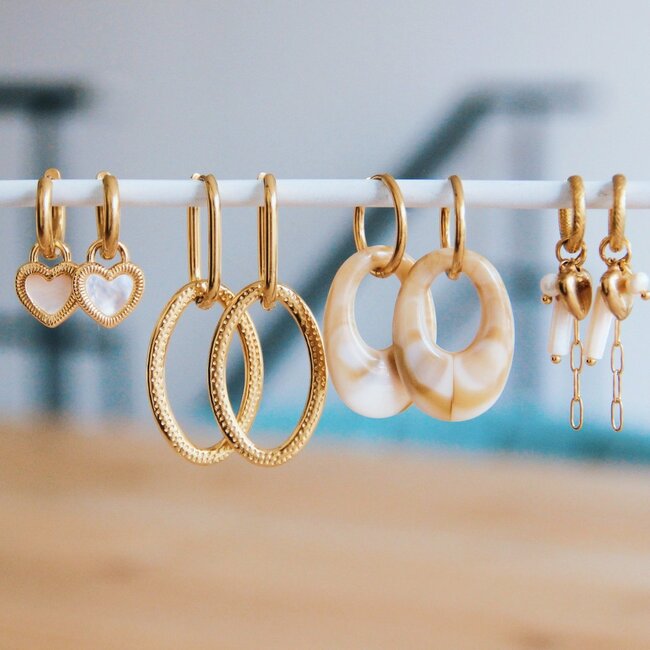 Koning Bamboe Stainless steel earrings with resin drop - mixed/gold