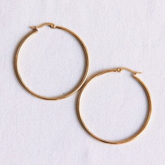 Koning Bamboe Basic-Edelstahl-Kreolen - 50 mm - Gold