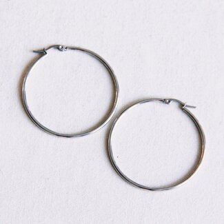 Koning Bamboe Basic Edelstahl-Creolen - 50 mm - Silber