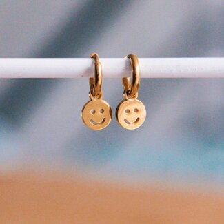 Koning Bamboe Edelstahl-Creolen mit Smiley - Goldfarben