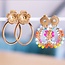 Koning Bamboe Oval Statement Earrings with Flower