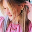 Koning Bamboe Oval Statement Earrings with Flower