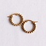 Koning Bamboe EA504.2 Stainless Steel Beaded Hoop Earrings - 20 mm - Gold