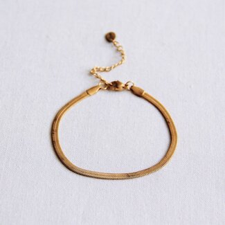 Koning Bamboe SA813 Stahlarmband mit flacher Schlangenkette - Gold