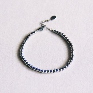 Koning Bamboe SA816 - Steel beaded bracelet - silver