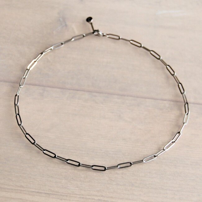 Roestvrijstalen d -keten ketting - zilver