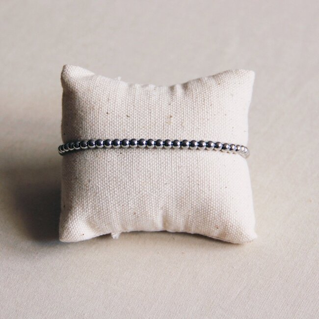 Koning Bamboe SA816 Stahlperlen-Armband - Silberfarben