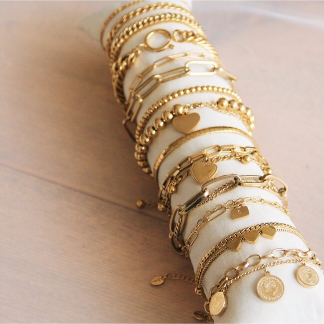 Koning Bamboe SA815 Stahl-Perlenarmband - Gold