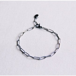 Koning Bamboe SA809 - Stalen armband met D-ketting - zilver